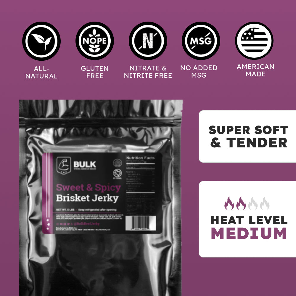 BULK Sweet & Spicy Brisket Beef Jerky – Bulk Jerky - Strong American Snacks